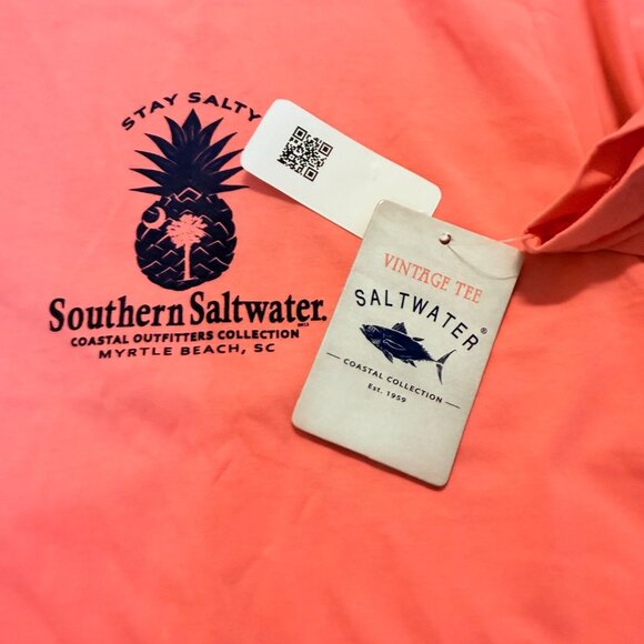 Southern Saltwater Myrtle Beach TShirt Stay Salty 2XL Coral Pineapple Short Slee - Picture 7 of 12